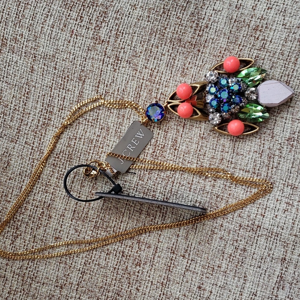 J.Crew Iridescent Blue Neon Pendant Necklace NWT